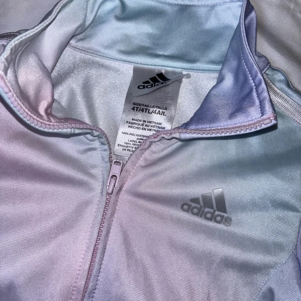 Adidas Toddler Girls Pastel Rainbow Full Zip Track Jacket Size 4T - Picture 2 of 4